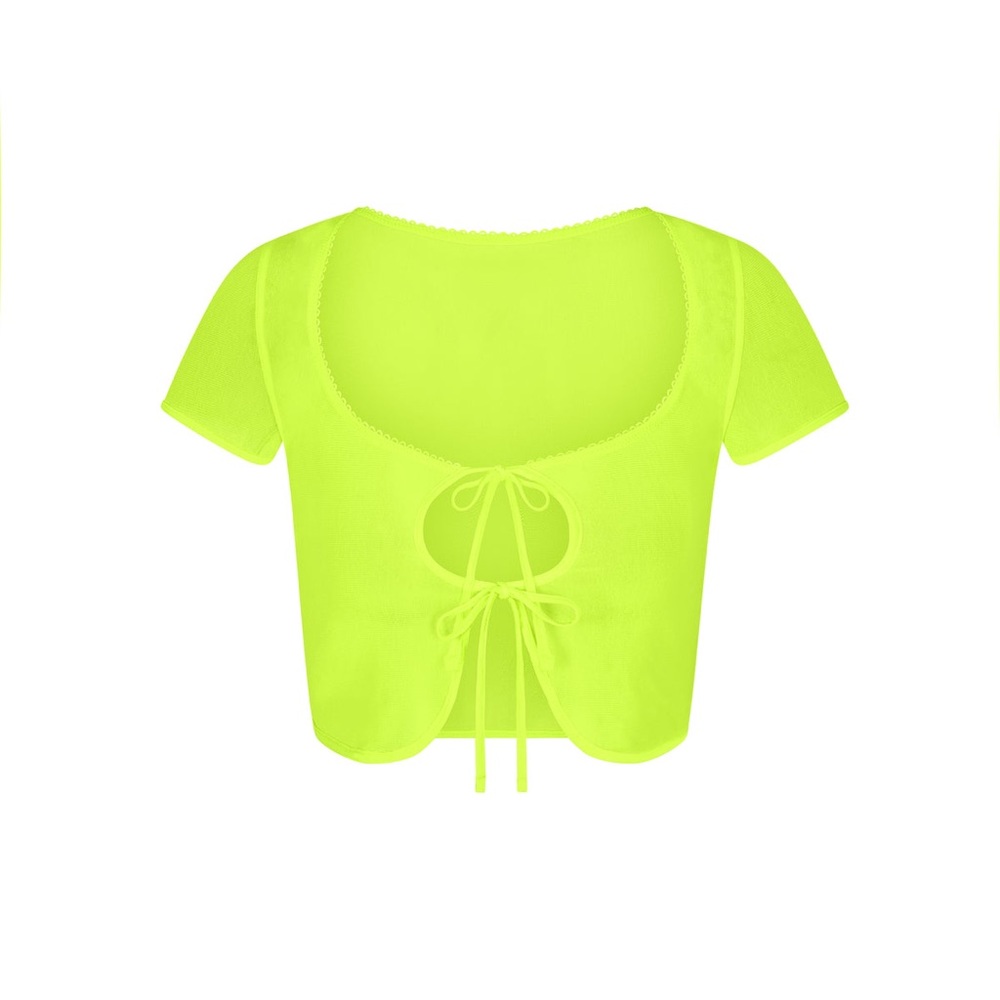SKIMS SUMMER MESH SUPER CROPPED TOP NWT Highlighter Neon 4X